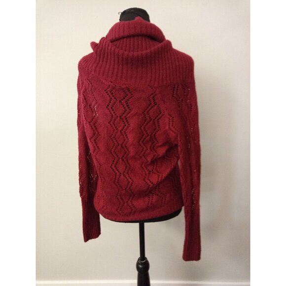Apt 9  Womens Red Knit Cowl Neck Sweater With Metallic Thread Size Small - Picture 3 of 6